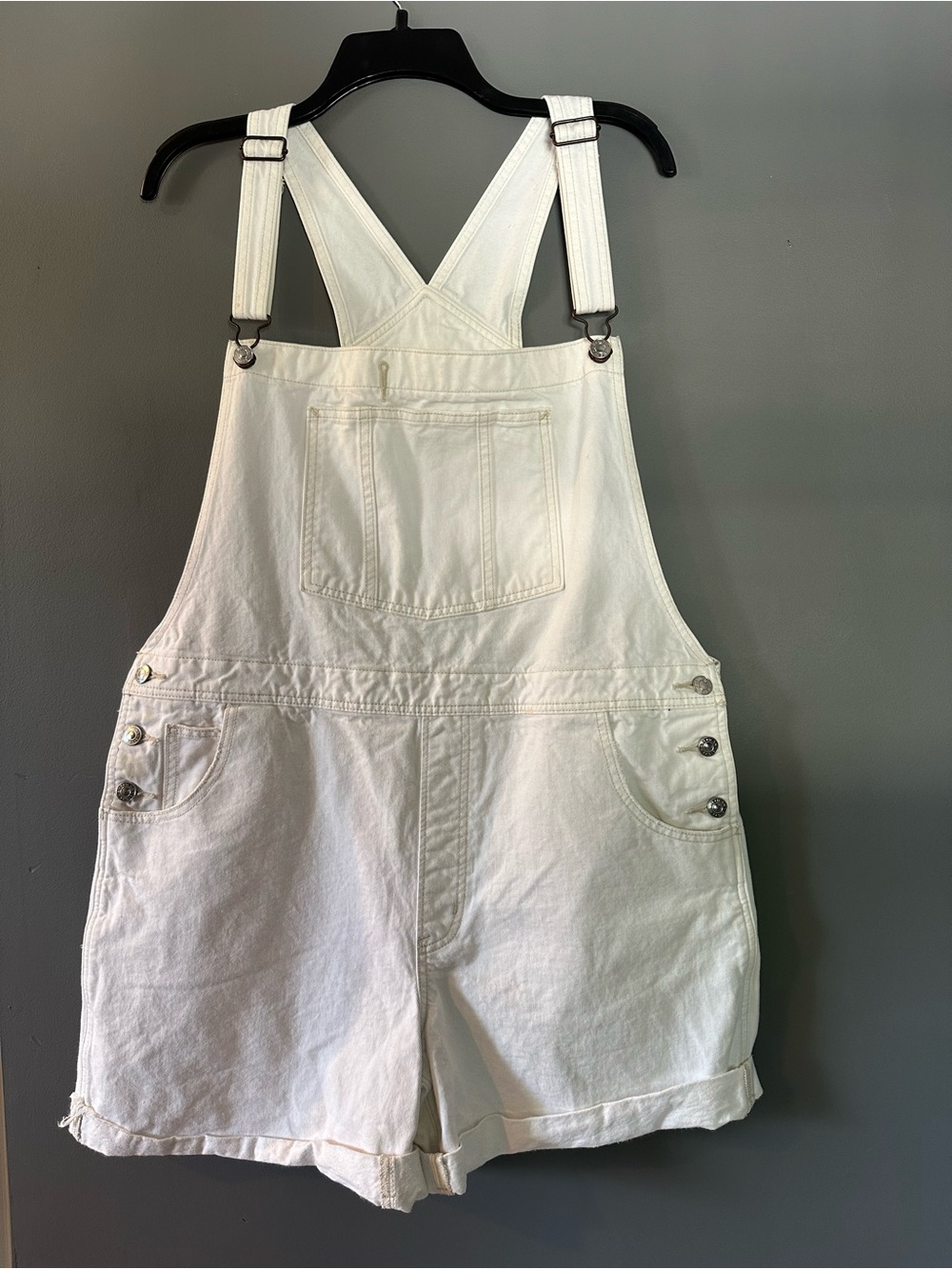 American Eagle Outfitters White Short Denim Overalls NOWT